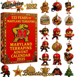Maryland Terrapins Advent Calendar 2025, Christmas Countdown Advent Calendar Gift Box with 24 Acrylic Ornaments
