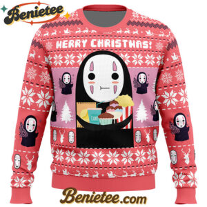Merry Christmas No Face Spirited Away Ugly Christmas Sweater