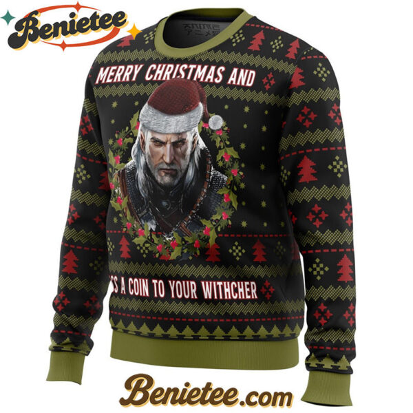Merry Christmas and Toss a Coin The Witcher Ugly Christmas Sweater