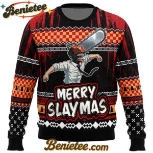 Merry Slaymas Denji Chainsaw Man Ugly Christmas Sweater