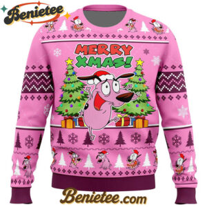 Merry Xmas Courage The Cowardly Dog Ugly Christmas Sweater