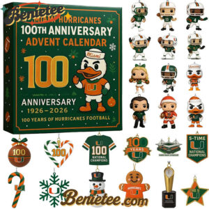 Miami Hurricanes Advent Calendar 2025, Christmas Countdown Advent Calendar Gift Box with 24 Acrylic Ornaments
