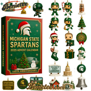 Michigan State Spartans 100th Anniversary 2025 Advent Calendar, Christmas Countdown Advent Calendar Gift Box with 24 Acrylic Ornaments
