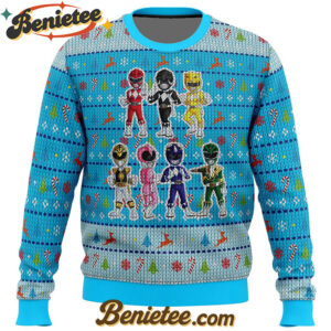 Mighty Morphin Chibis Power Rangers Ugly Christmas Sweater