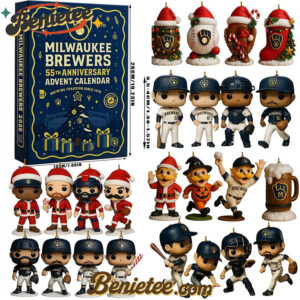 Milwaukee Brewers 55TH ANNIVERSARY Advent Calendar 2025 Christmas Gift, Christmas Idea, Christmas Countdown Advent Calendar Gift Box with 24 Acrylic Ornaments