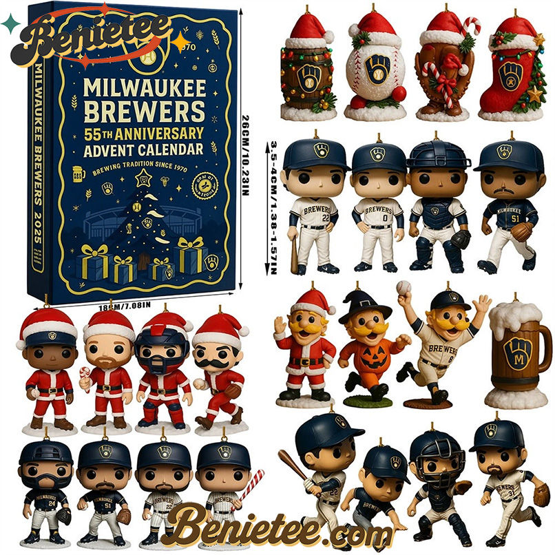 Milwaukee Brewers 55th Anniversary Advent Calendar 2025 Christmas Gift, Christmas Idea, Christmas Countdown Advent Calendar Gift Box with 24 Acrylic Ornaments