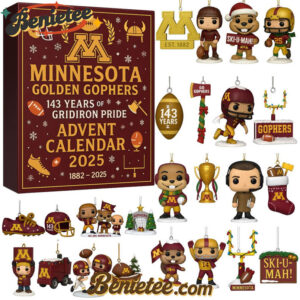 Minnesota Golden Gophers 143rd Anniversary Pop Advent Calendar, Christmas Countdown Advent Calendar Gift Box with 24 Acrylic Ornaments