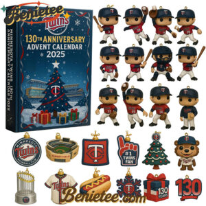 Minnesota Twins Advent Calendar 2025 130TH ANNIVERSARY Christmas Gift, Christmas Idea, Christmas Countdown Advent Calendar Gift Box with 24 Acrylic Ornaments