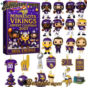 Minnesota Vikings Advent Calendar 2025, Christmas Countdown Advent Calendar Gift Box with 24 Acrylic Ornaments