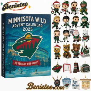 Minnesota Wild 2025 Advent Calendar, Christmas Countdown Advent Calendar Gift Box with 24 Acrylic Ornaments