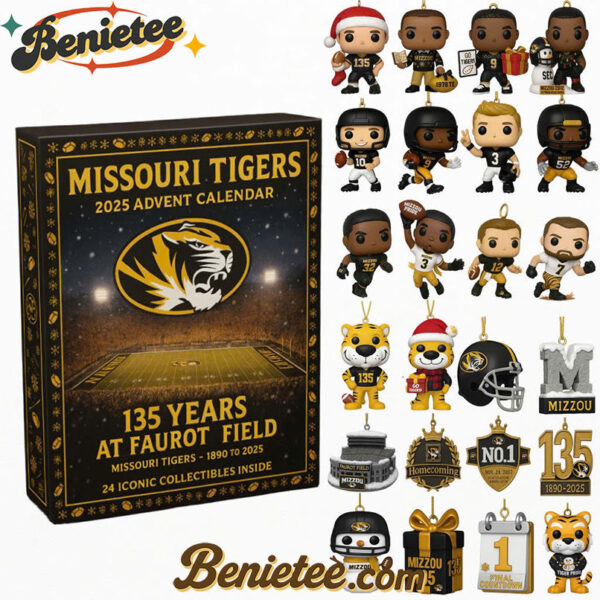 Missouri Tigers 135th Anniversary Advent Calendar 2025, Christmas Countdown Advent Calendar Gift Box with 24 Acrylic Ornaments