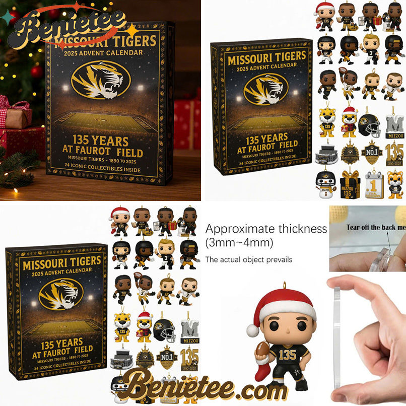Missouri Tigers 135th Anniversary Advent Calendar 2025, Christmas Countdown Advent Calendar Gift Box with 24 Acrylic Ornaments