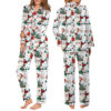 Cute Snoopy Christmas Satin Pajamas Long Set For Women, Adorable Holiday Sleepwear With Tree And Gift Print