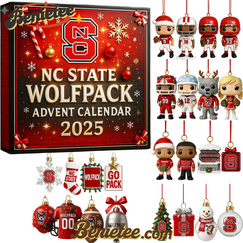 NC State Wolfpack Advent Calendar 2025, Christmas Countdown Advent Calendar Gift Box with 24 Acrylic Ornaments