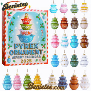 NEW Pyrex Ornament Advent Calendar 2025, Christmas Countdown Advent Calendar Gift Box with 24 Acrylic Ornaments