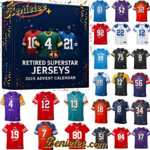 NFL Retired Superstar Jerseys 2025 Advent Calendar, Christmas Countdown Advent Calendar Gift Box with 24 Acrylic Ornaments