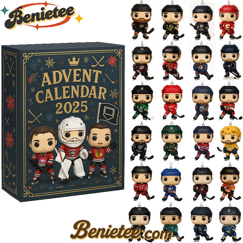 NHL Hockey Advent Calendar, Christmas Countdown Advent Calendar Gift Box with 24 Acrylic Ornaments