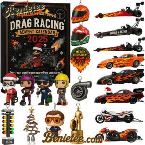 NHRA Speed Christmas Advent Calendar, Christmas Countdown Advent Calendar Gift Box with 24 Acrylic Ornaments