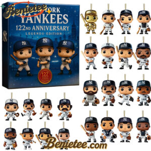 NY Yankees Advent Calendar, Christmas Countdown Advent Calendar Gift Box with 24 Acrylic Ornaments