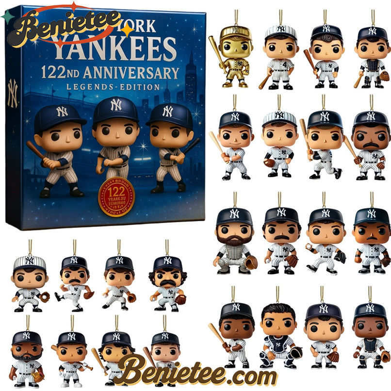 New York Yankees Advent Calendar, Christmas Countdown Advent Calendar Gift Box with 24 Acrylic Ornaments