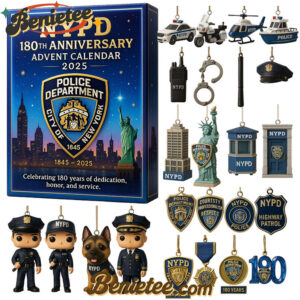 NYPD 80th Anniversary Advent Calendar, Christmas Countdown Advent Calendar Gift Box with 24 Acrylic Ornaments