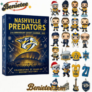 Nashville Predators 27th Anniversary Advent Calendar 2025, Christmas Countdown Advent Calendar Gift Box with 24 Acrylic Ornaments