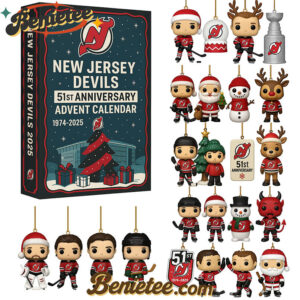 New Jersey Devils 51st Anniversary 2025 Advent Calendar, Christmas Countdown Advent Calendar Gift Box with 24 Acrylic Ornaments