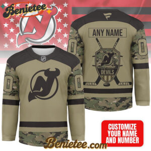 New Jersey Devils - Premium NHL Camo Army Hockey Jersey