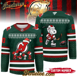 New Jersey Devils - Premium NHL Peanuts Snoopy Hockey Jersey
