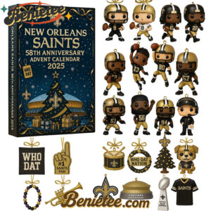 New Orleans Saints Advent Calendar 2025 59TH ANNIVERSARY Christmas Gift, Christmas Idea, Christmas Countdown Advent Calendar Gift Box with 24 Acrylic Ornaments