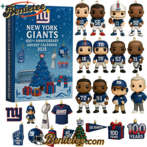 New York Giants Advent Calendar 2025 – 100th Anniversary Edition Christmas Gift, Christmas Idea, Christmas Countdown Advent Calendar Gift Box with 24 Acrylic Ornaments