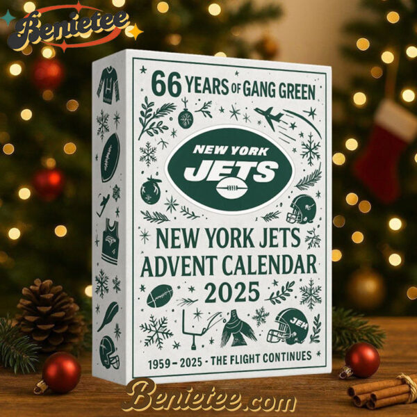 New York Jets 66th Anniversary Pop Advent Calendar, Christmas Countdown Advent Calendar Gift Box with 24 Acrylic Ornaments