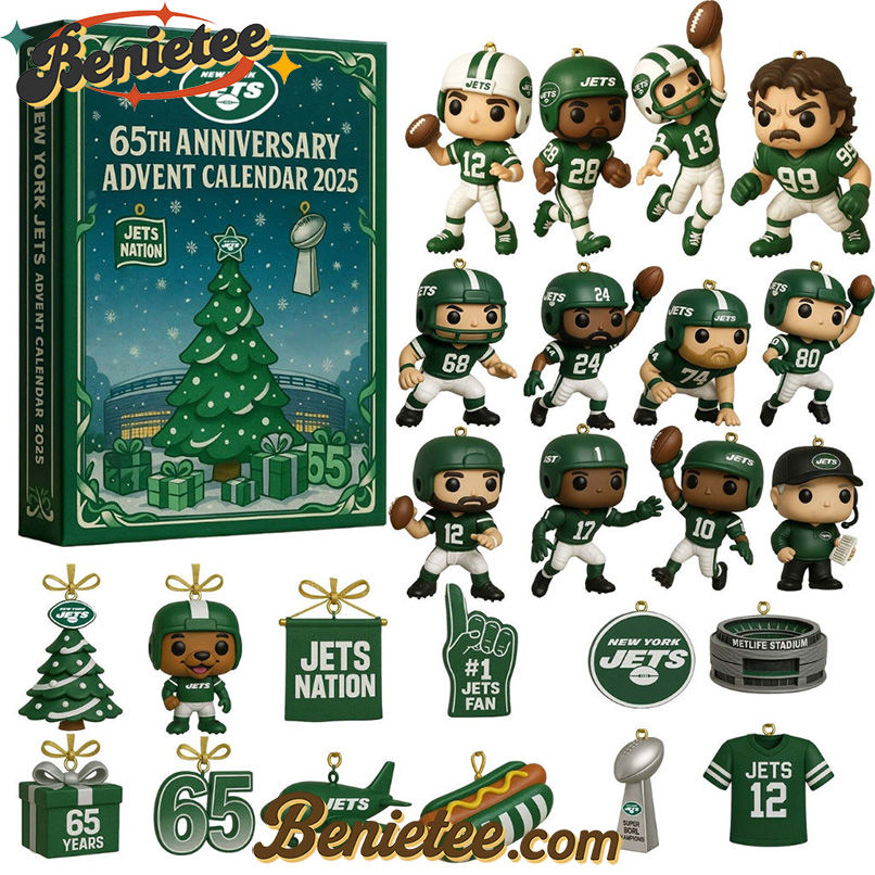New York Jets Advent Calendar 2025 65th Anniversary Christmas Gift, Christmas Idea, Christmas Countdown Advent Calendar Gift Box with 24 Acrylic Ornaments