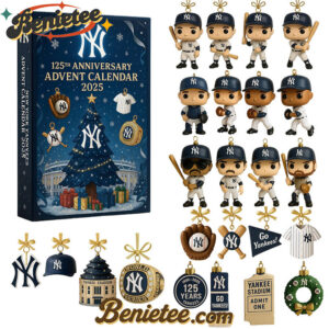 New York Yankees Advent Calendar 2025 125TH ANNIVERSARY Christmas Gift, Christmas Idea, Christmas Countdown Advent Calendar Gift Box with 24 Acrylic Ornaments