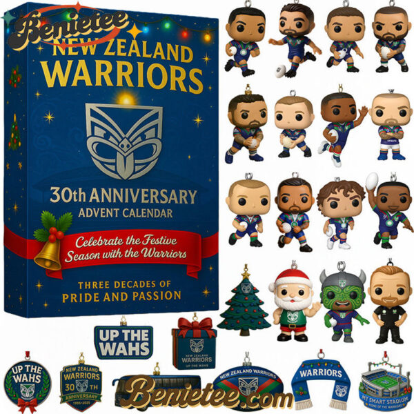 New Zealand Warriors 30th Anniversary Advent Calendar, Christmas Countdown Advent Calendar Gift Box with 24 Acrylic Ornaments