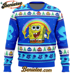 Nickelodeon Cartoons Rainbow SpongeBob Ugly Christmas Sweater