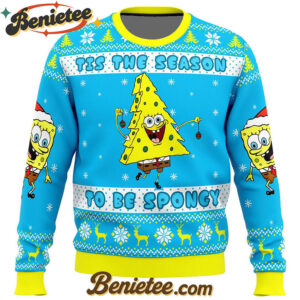 Nickelodeon Cartoons Tis The Season To be Spongy Ugly Christmas Sweater