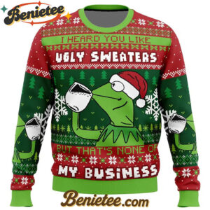 None Of My Business Kermit the Frog Ugly Christmas Sweater