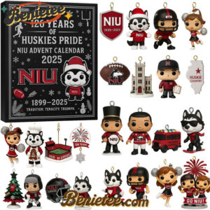 Northern Illinois Huskies 126th Anniversary Advent Calendar, Christmas Countdown Advent Calendar Gift Box with 24 Acrylic Ornaments