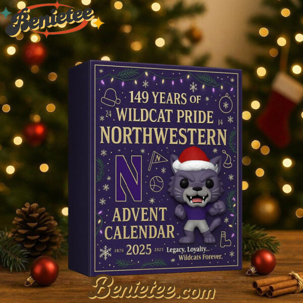 Northwestern Wildcats 149th Anniversary Pop Advent Calendar, Christmas Countdown Advent Calendar Gift Box with 24 Acrylic Ornaments