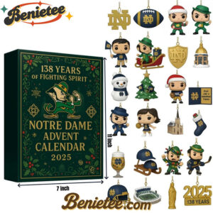 Notre Dame Fighting Irish Advent Calendar, Christmas Countdown Advent Calendar Gift Box with 24 Acrylic Ornaments