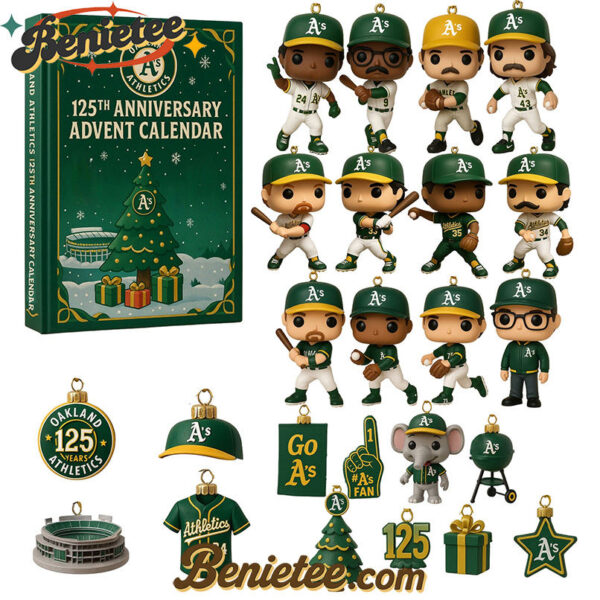Oakland Athletics Advent Calendar 2025 125TH ANNIVERSARY Christmas Gift, Christmas Idea, Christmas Countdown Advent Calendar Gift Box with 24 Acrylic Ornaments