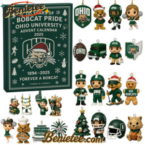 Ohio Bobcats 131st Anniversary Advent Calendar, Christmas Countdown Advent Calendar Gift Box with 24 Acrylic Ornaments