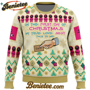On the First Day of Christmas Squid Game Christmas Sweater