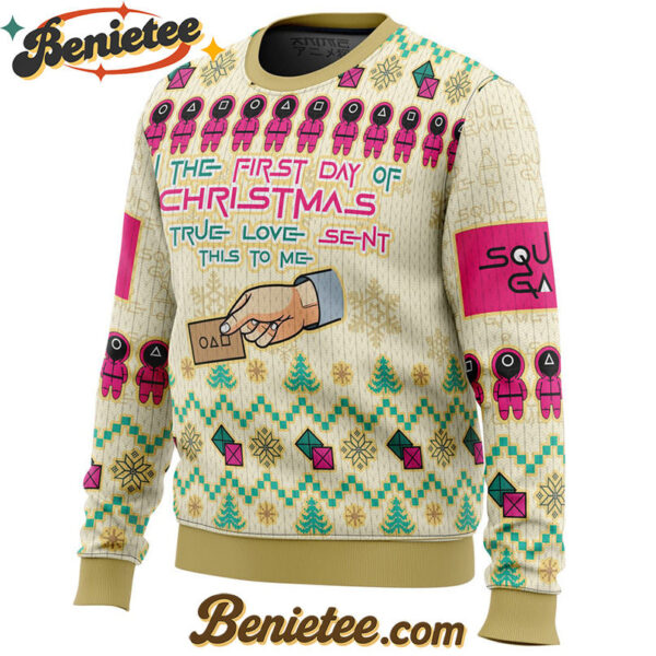 On the First Day of Christmas Squid Game Christmas Sweater