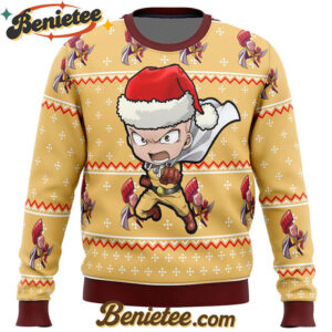 One Punch Chibi Saitama Ugly Christmas Sweater