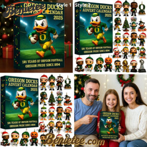 Oregon Ducks Advent Calendar, Christmas Countdown Advent Calendar Gift Box with 24 Acrylic Ornaments