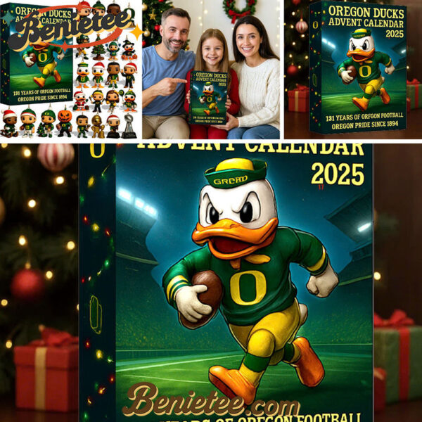 Oregon Ducks Advent Calendar, Christmas Countdown Advent Calendar Gift Box with 24 Acrylic Ornaments