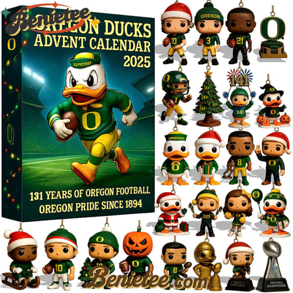 Oregon Ducks Advent Calendar, Christmas Countdown Advent Calendar Gift Box with 24 Acrylic Ornaments