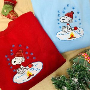 Snoopy Dog Christmas Embroidered Sweatshirt, Cute Christmas Sweatshirt, Festive Pet Lover Shirt, Christmas Holiday Sweaters, Christmas Gift